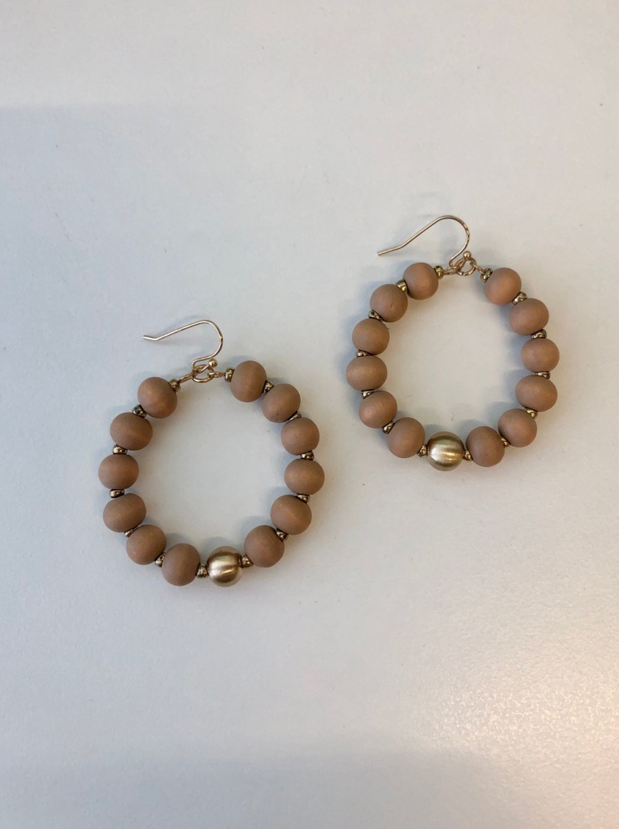 Accessories Veronica M | Tan Circle Hoop Earrings -