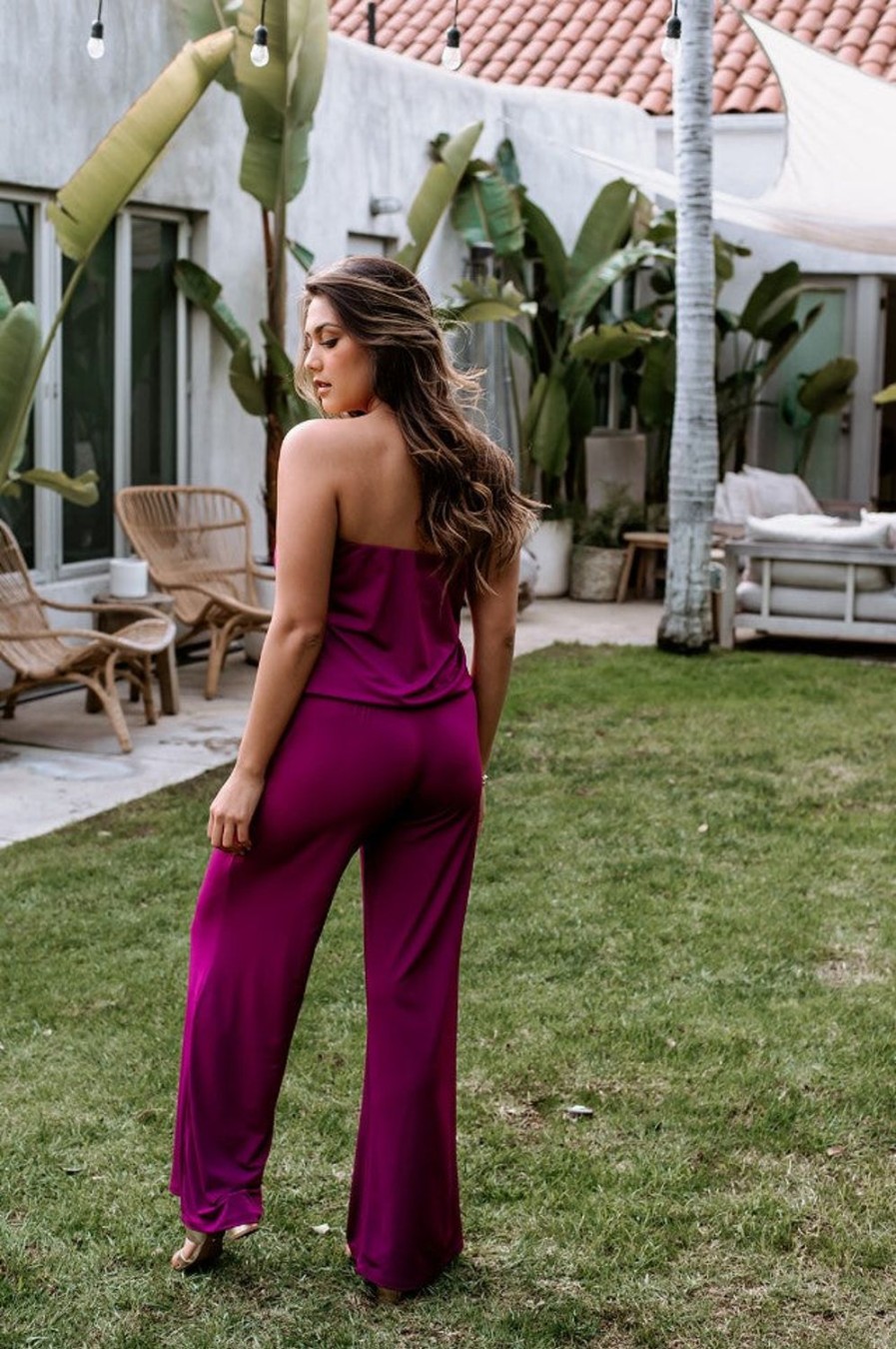 Vacation Veronica M | Azalea Stretch Strapless Drop Waist Jumpsuit