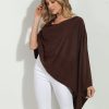 Clothing Veronica M Ponchos | Chocolate Throw-On Poncho -New Color