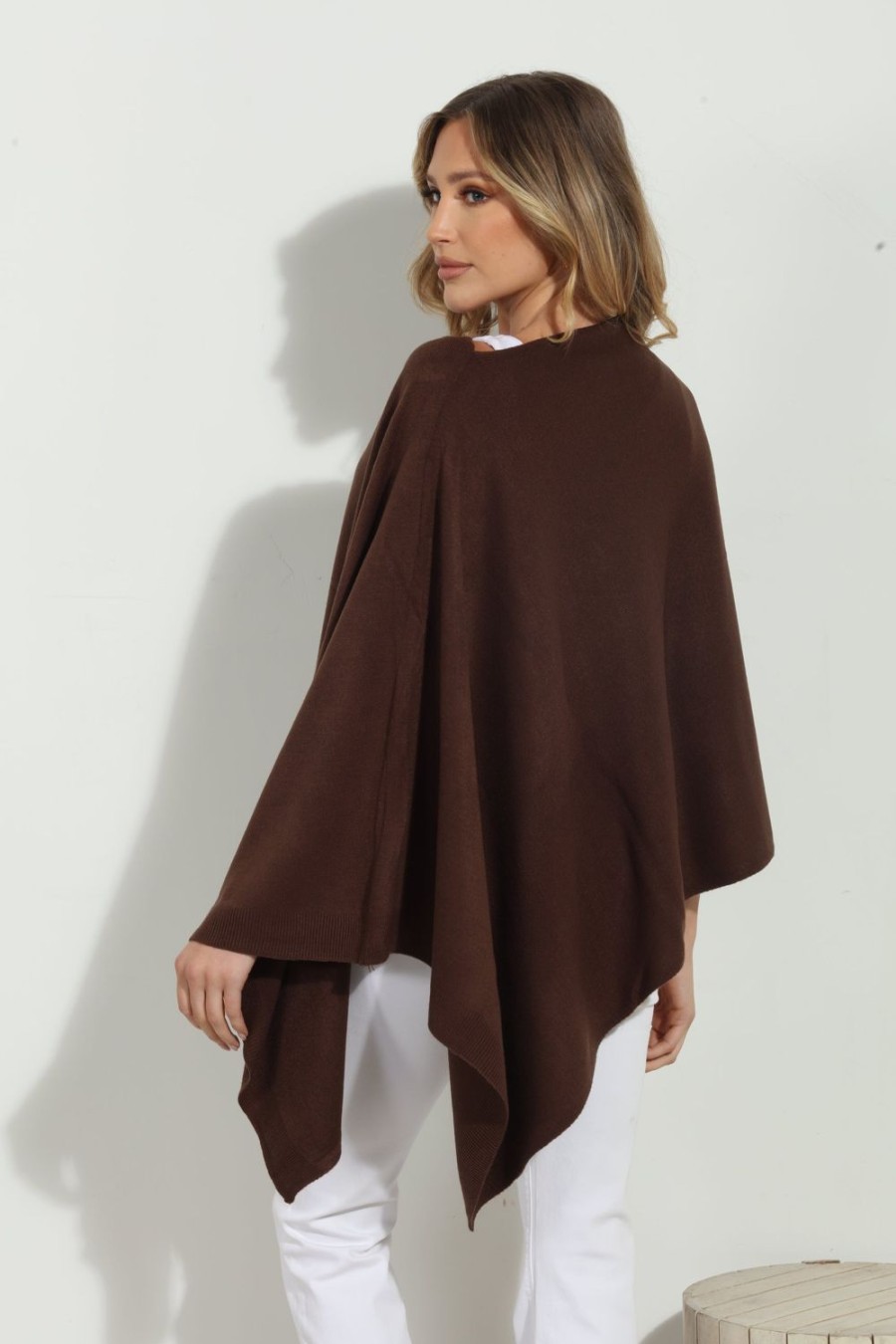 Clothing Veronica M Ponchos | Chocolate Throw-On Poncho -New Color