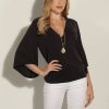 Clothing Veronica M Cupro Tops | Black Cupro Stretch Banded Kimono Top