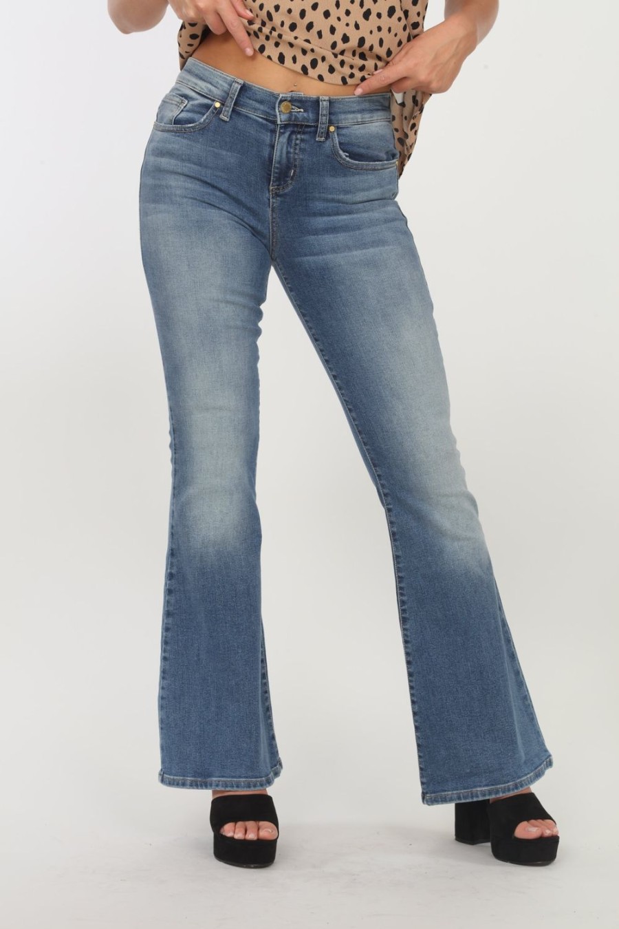 Clothing Veronica M Denim Shop | Level 99 Dahlia Mid Rise Flare Jeans - Medium Wash