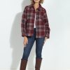 Clothing Veronica M Jackets + Blazers | Mystree Wine Plaid Shacket