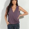 Clothing Veronica M Cupro Tops | The Everyday Cupro Surplice Tank-Quail-Best Seller