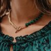 Accessories Veronica M | Green & Gold Statement Necklace -