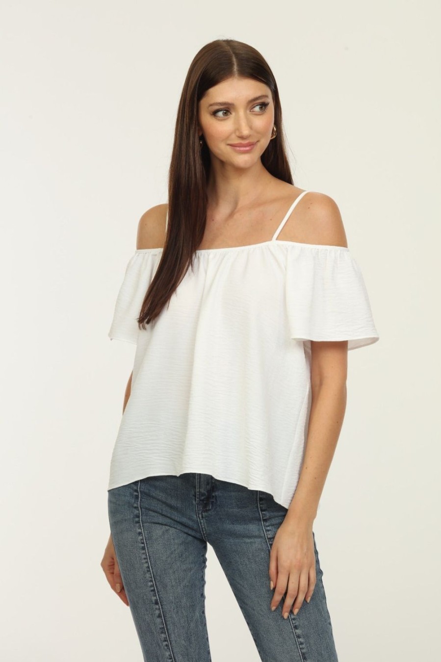 Vacation Veronica M | White Airflow Cold Shoulder Tank