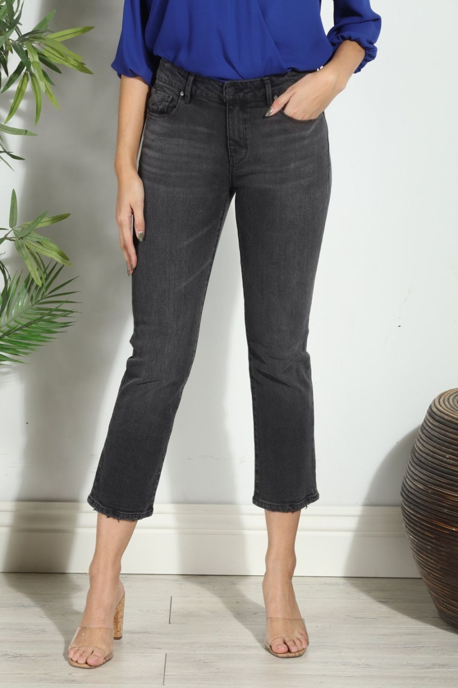 Clothing Veronica M Denim Shop | Unpublished Cropped Demi Flare Jeans -Coal