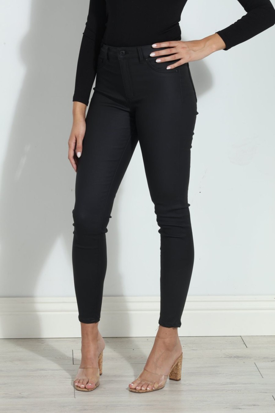 Clothing Veronica M Denim Shop | Tractr Olivia High Rise Skinny-Black Coated-Best Seller