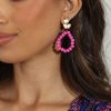 Accessories Veronica M | Geo Gold And Fuchsia Beaded Earrings