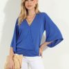 Clothing Veronica M Cupro Tops | Cobalt Cupro Stretch Banded Kimono Top