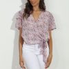 Vacation Veronica M | Augustine Short Sleeve Flutter Wrap Blouse