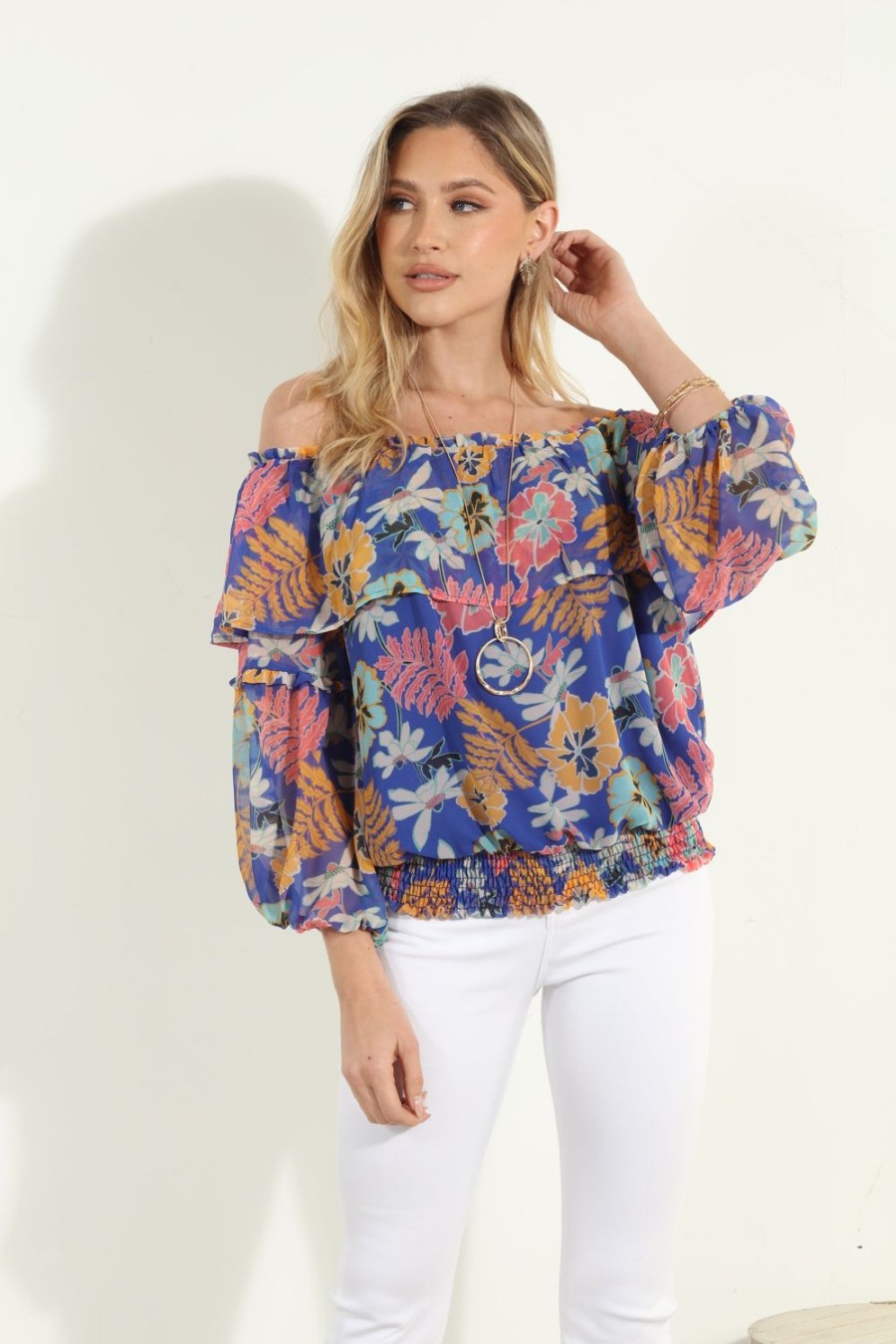 Vacation Veronica M | Brinley Ots Ruffle Smocked Top