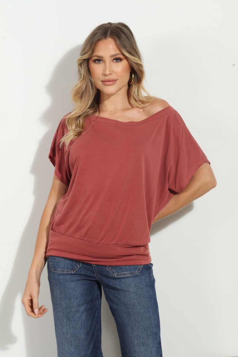 Clothing Veronica M Cupro Tops | Sangria Cupro Ots Top