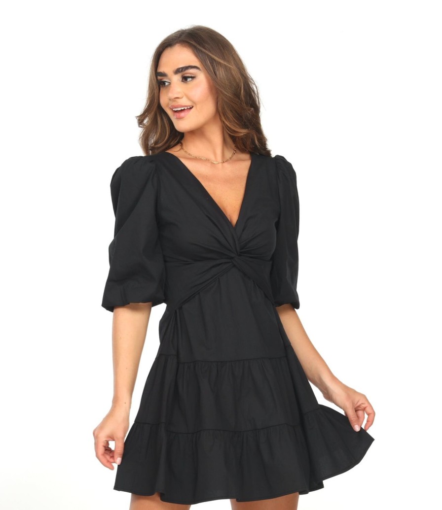 Vacation Veronica M | Black Twist Poplin Dress