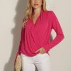 Clothing Veronica M Cupro Tops | Magenta Cupro Draped Surplice Top - Best Seller