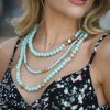 Accessories Veronica M | Mint Beaded Layered Necklace